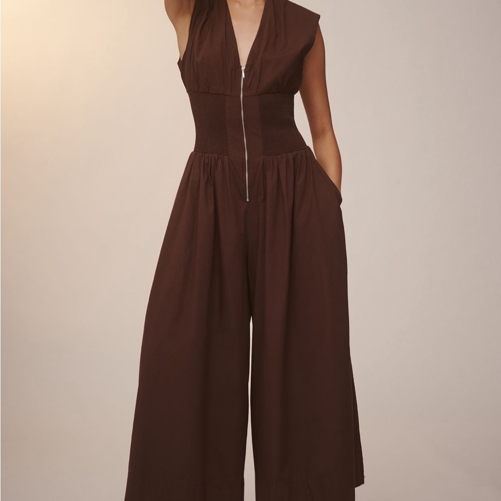 Anthropologie Wine Sleeveless Jumpsuit